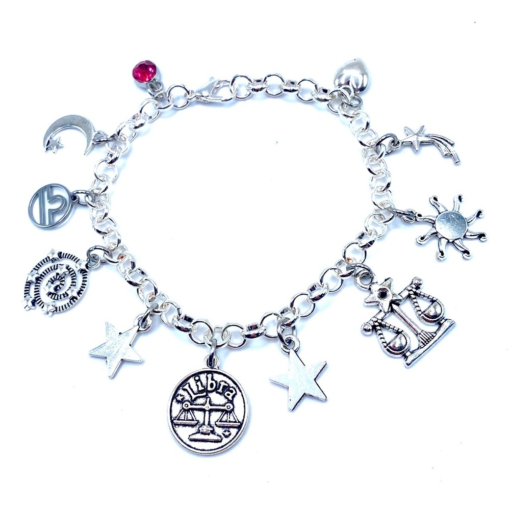 Libra Charm Bracelet  Zodiac Birthstone Horoscope Birthday
